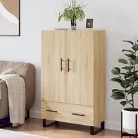 Kacia Highboard with 2 Doors 1 Drawer - Oak, Engineered Wood