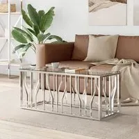 Kacy Rectangular Coffee Table - Clear Glass, Silver