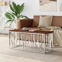 Kacy Rectangular Coffee Table - Silver, Reclaimed Wood
