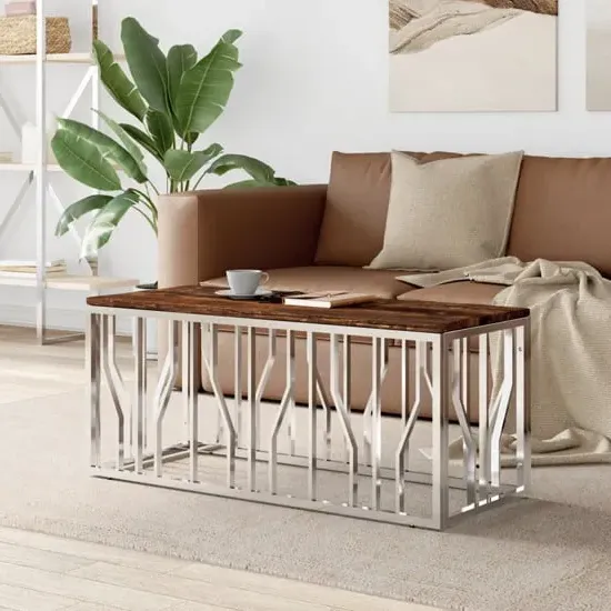 Kacy Rectangular Coffee Table - Silver, Reclaimed Wood image