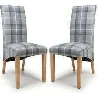Kaduna Check Dining Chairs - Grey, Oak