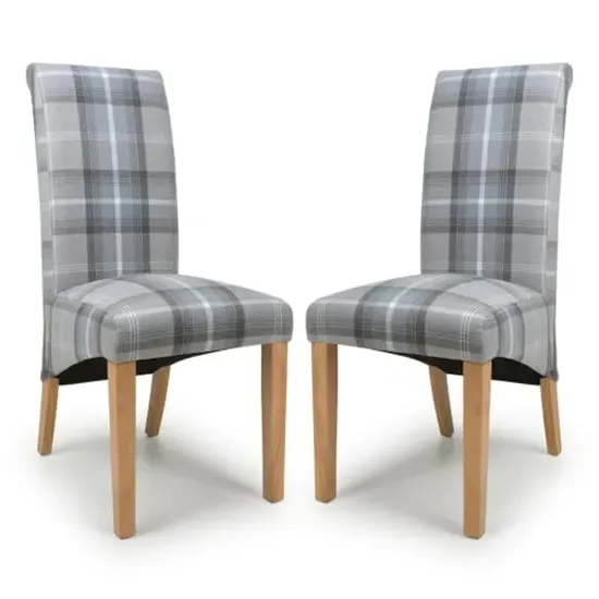 Kaduna Check Dining Chairs - Grey, Oak image