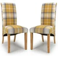 Kaduna Check Dining Chairs - Yellow, Oak