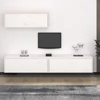 Kahoni Wall-Mounted Entertainment Unit - White, Solid Pinewood alternate view