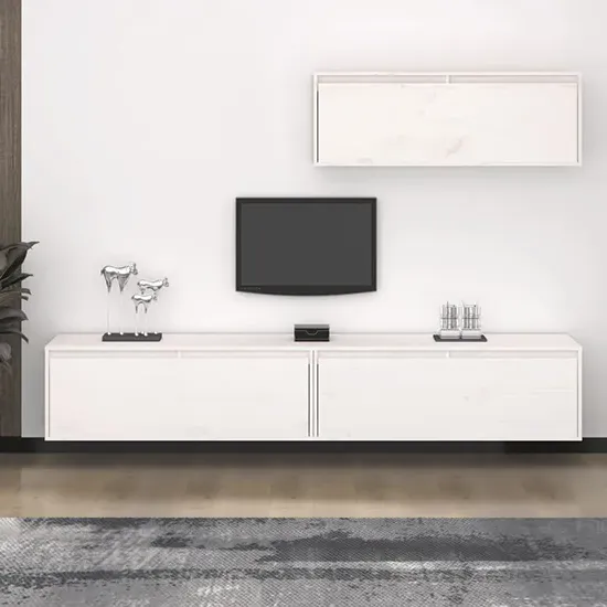 Kahoni Wall-Mounted Entertainment Unit - White, Solid Pinewood product