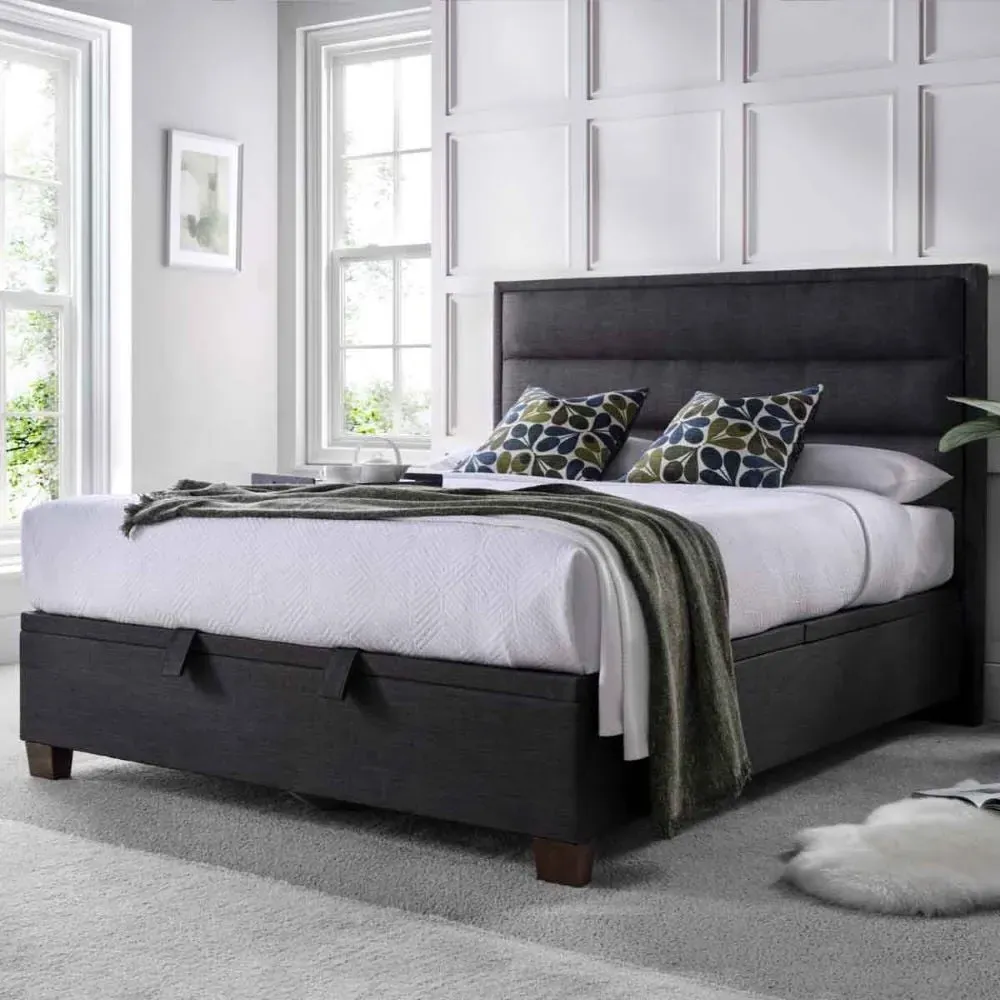 Kahului Double Ottoman Bed with Storage - Pendle Slate, Fabric