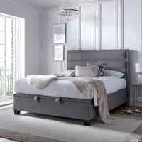 Kahului King Size Ottoman Bed with Storage - Marbella Grey, Fabric