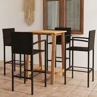 Kairi Outdoor Bar Table with 4 Bar Stools - Brown, Acacia alternate view