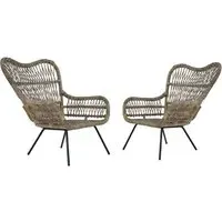 Kalausi Kubu Rattan Chair Pair - Grey