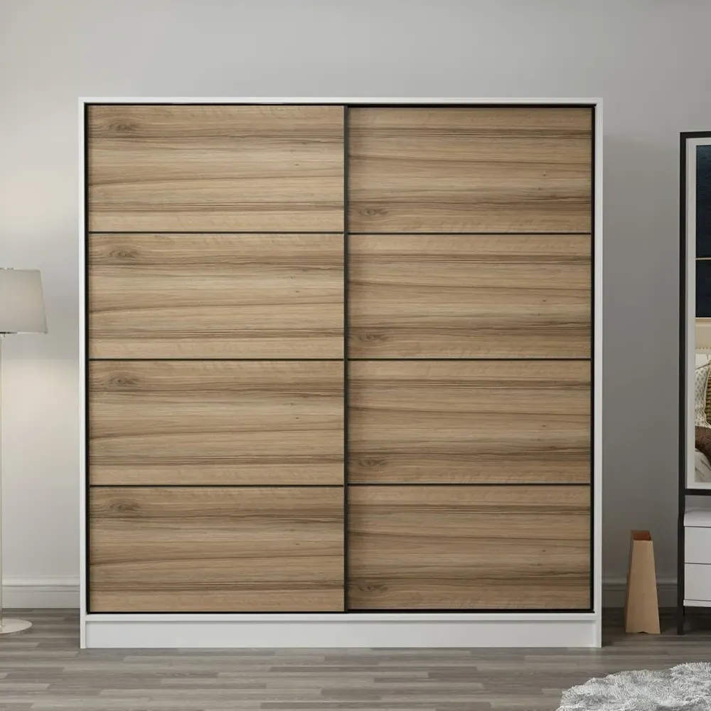 Kale H190cm Sliding Wardrobe with 2 Doors - White, Oak product