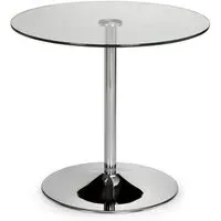 Kalei Round Glass Dining Table - Clear, Chrome