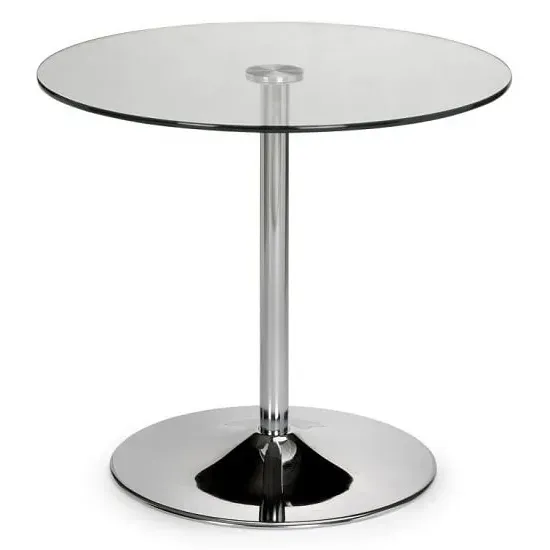 Kalei Round Glass Dining Table - Clear, Chrome