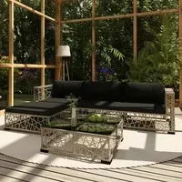 Kaley 5 Piece Rattan Garden Lounge Set with Cushions - Grey