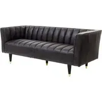 Kalispell 3-Seater Leather Sofa - Black