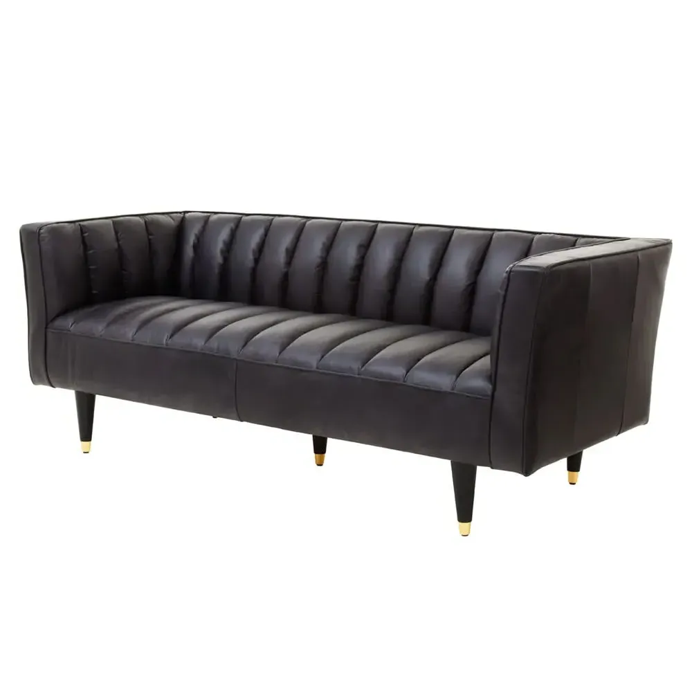 Kalispell 3-Seater Leather Sofa - Black image