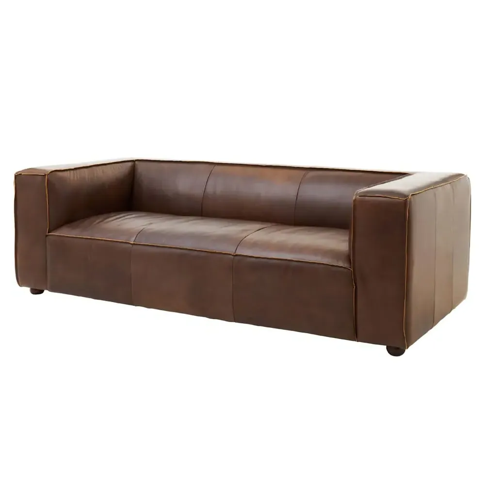Kalispell 3-Seater Leather Sofa - Brown