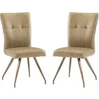 Kalista Dining Chairs in Pair - Taupe, Faux Leather