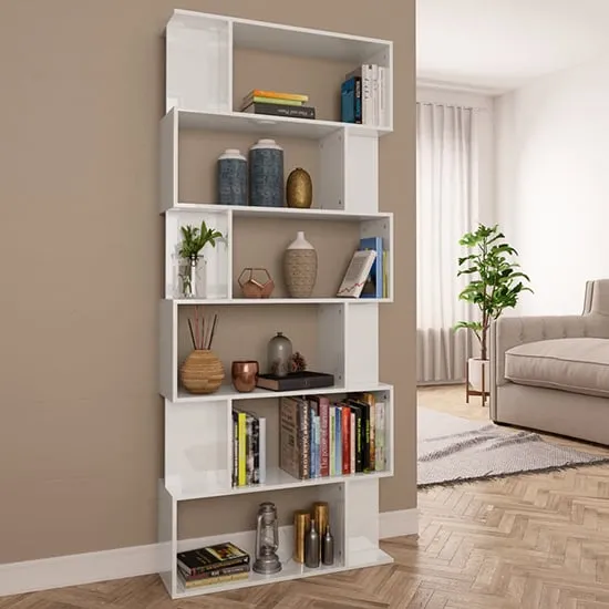 Kalle High Gloss Bookcase and Room Divider - White image