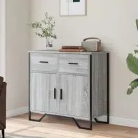 Kamas Wooden Sideboard with 2 Doors 2 Drawers - Grey Sonoma
