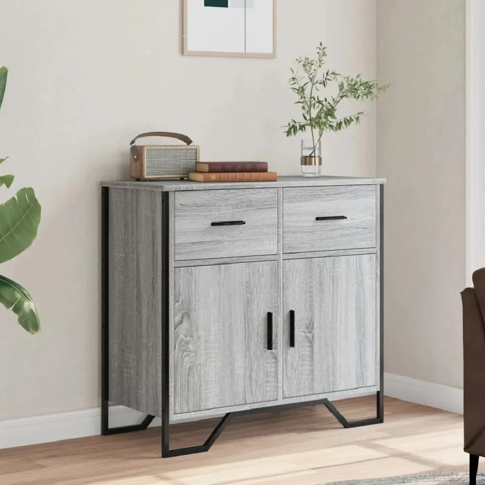 Kamas Wooden Sideboard with 2 Doors 2 Drawers - Grey Sonoma image