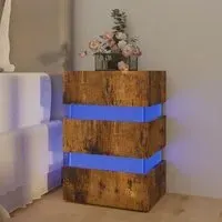 Kame Bedside Cabinet with LED Lights - Smoked Oak, Chipboard
