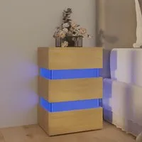 Kame Bedside Cabinet with LED Lights - Sonoma Oak, Chipboard alternate view