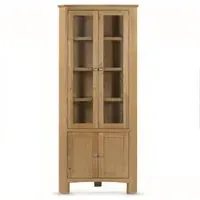Kamiah Corner Display Cabinet with 4 Doors - Oak