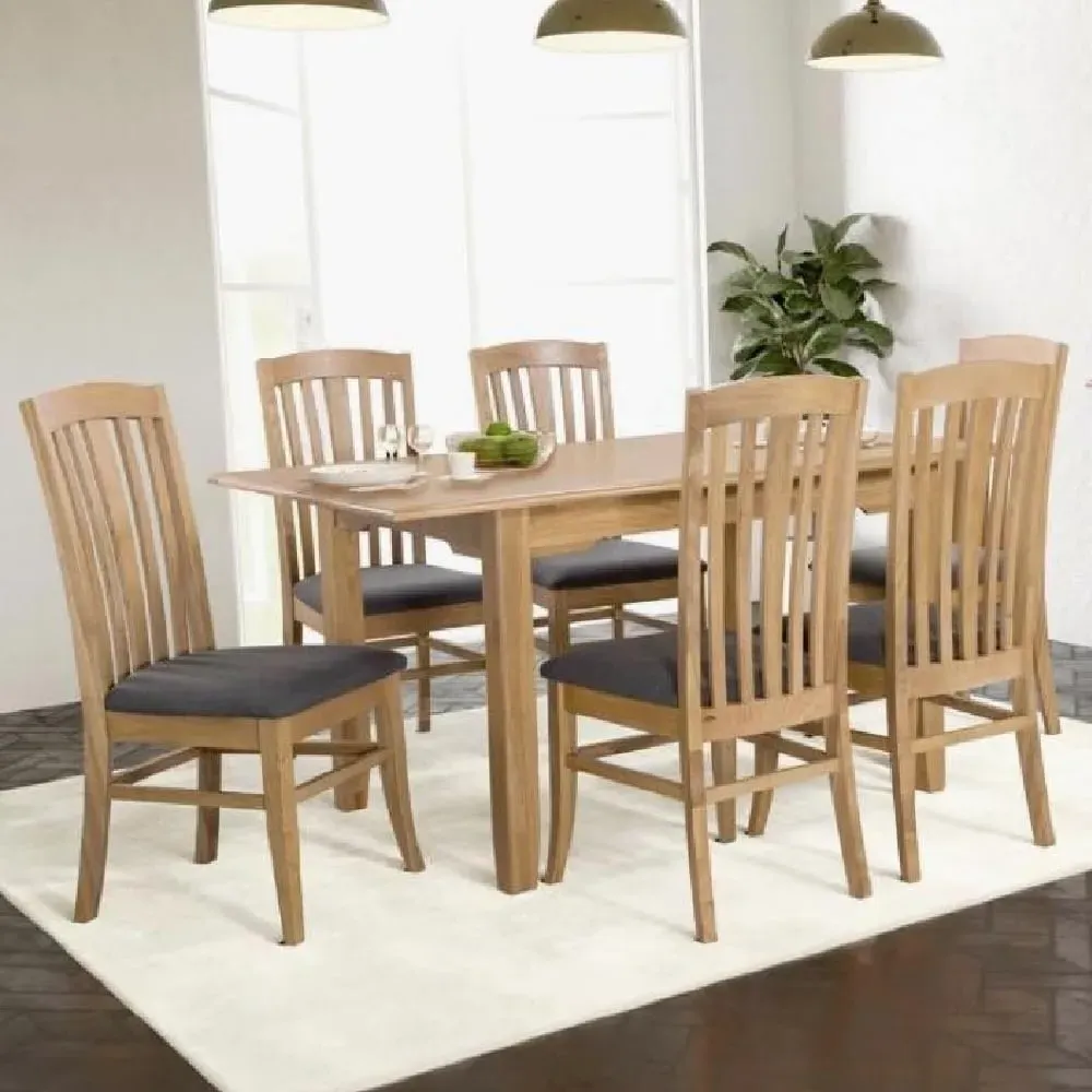 Kamiah Large Extendable Dining Table with 6 Chairs - Oak