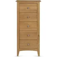 Kamiah Narrow 5 Drawer Chest - Oak