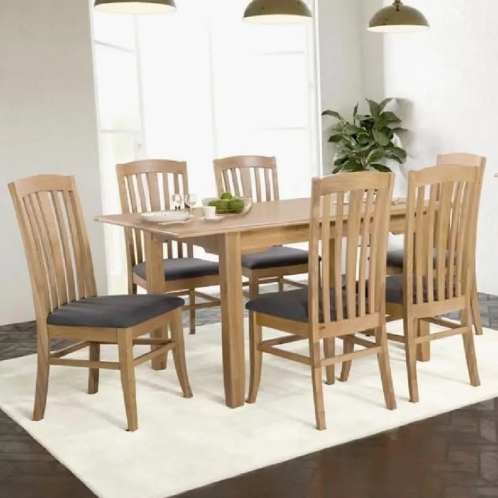Kamiah Small Extendable Dining Table with 6 Chairs - Oak