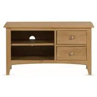 Kamiah Small TV Stand with 2 Drawers - Oak