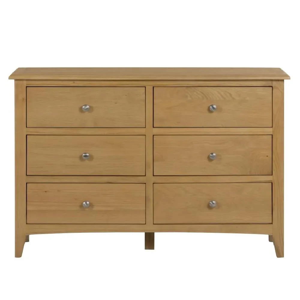 Kamiah Wide 6 Drawer Chest - Oak