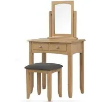 Kamiah Wooden Dressing Table with Stool - Oak