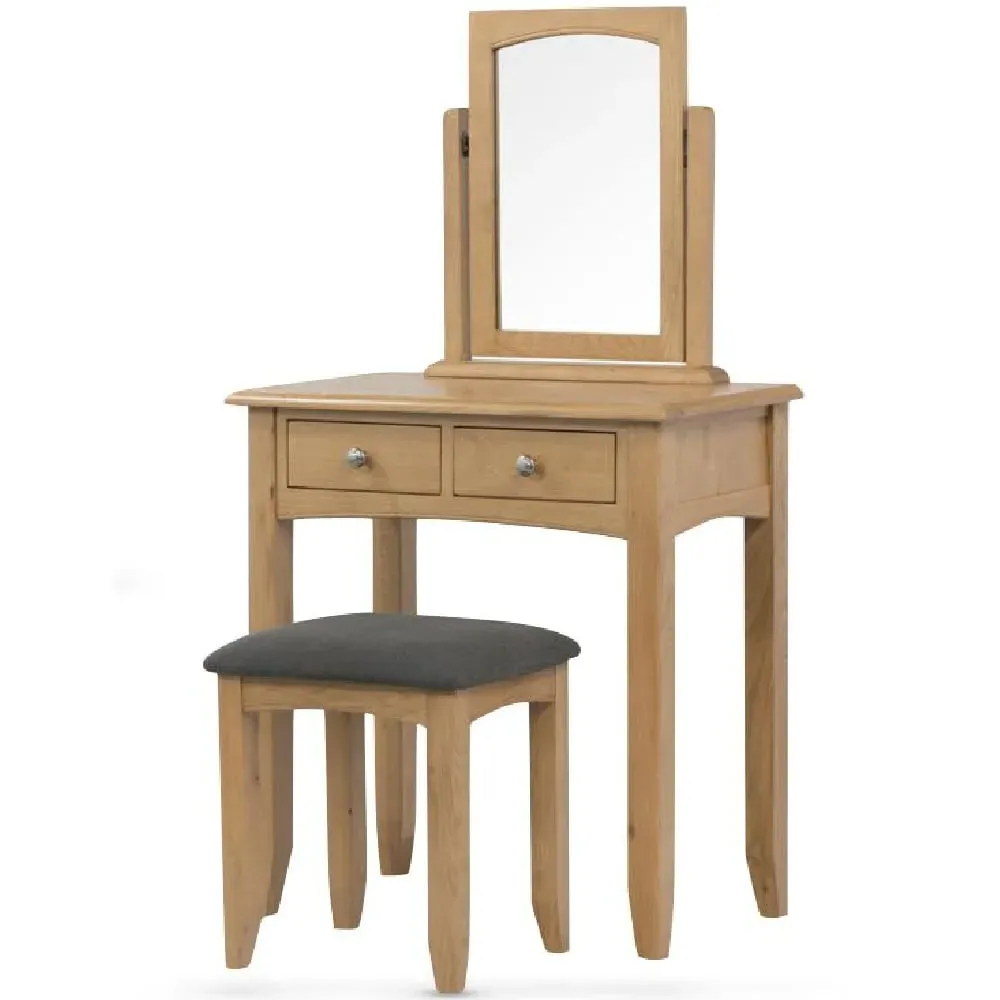Kamiah Wooden Dressing Table with Stool - Oak