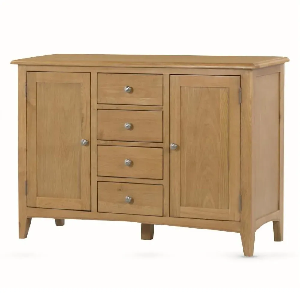 Kamiah Wooden Sideboard with 2 Doors 4 Drawers - Oak