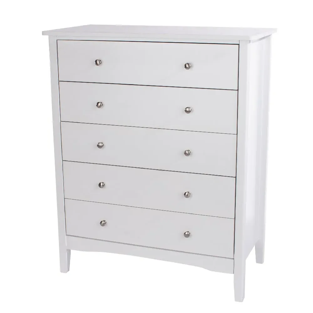 Kamuy 5 Drawer Chest - White, Wood