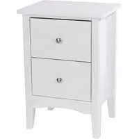 Kamuy Tall Bedside Cabinet with 2 Drawers - White, Wood