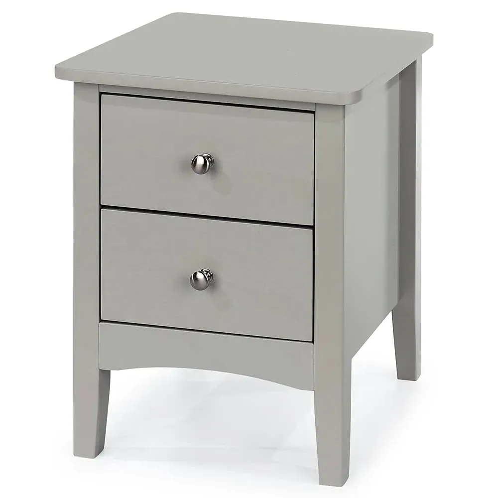 Kamuy Wide Bedside Cabinet with 2 Drawers - Grey, Wood