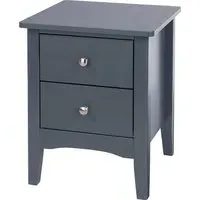 Kamuy Wide Bedside Cabinet with 2 Drawers - Midnight Blue, Wood