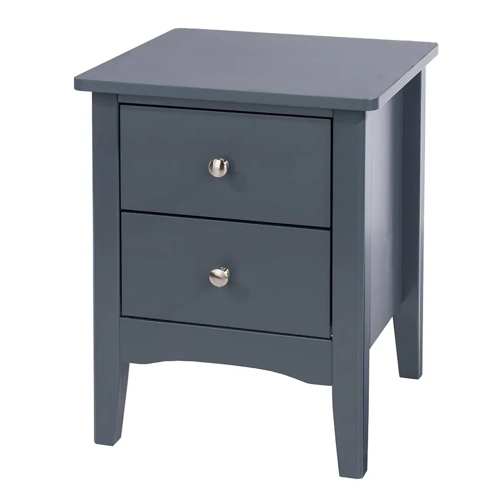 Kamuy Wide Bedside Cabinet with 2 Drawers - Midnight Blue, Wood