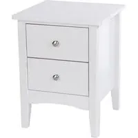 Kamuy Wide Bedside Cabinet with 2 Drawers - White, Wood