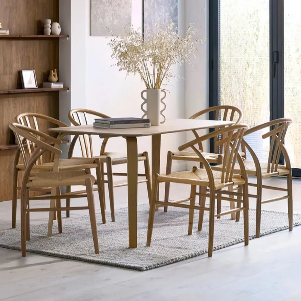 Kanata & Sikeston 6-Seater Dining Table and Chair Set - Brown, Oak product
