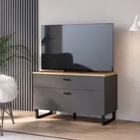 Kanata TV Stand with 1 Flip Door 1 Drawer - Grey, Oak