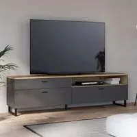 Kanata TV Stand with 2 Flip Doors 1 Drawer - Grey, Oak