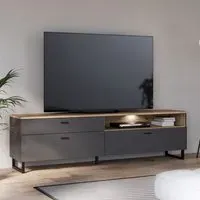 Kanata TV Stand with 2 Flip Doors 1 Drawer LED - Grey, Oak