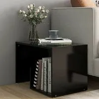 Kanoa Side Table with Storage - Black, Chipboard