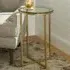 Kansas Round Side Table - Clear Glass, Gold Metal