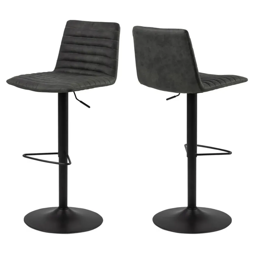 Kaprun Bar Stools with Swivel Base - Anthracite, Fabric image