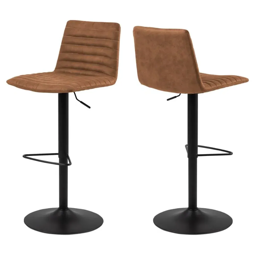 Kaprun Bar Stools with Swivel Base - Camel, Fabric