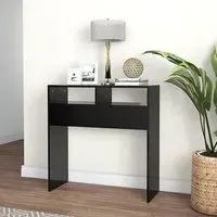 Karis Console Table with 2 Shelves - Black, Chipboard